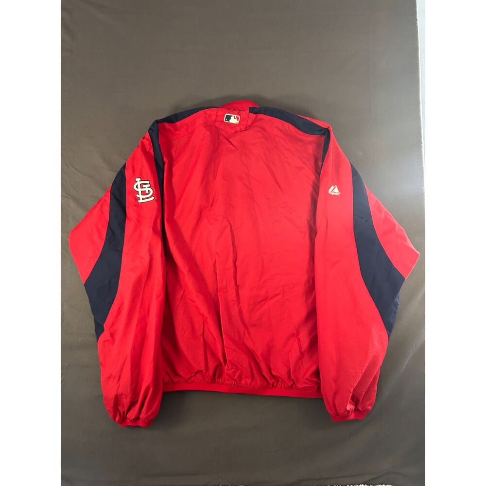Vtg Majestic St Louis Cardinals 1/4 Zip Windbreaker Jacket Baseball Mens Large